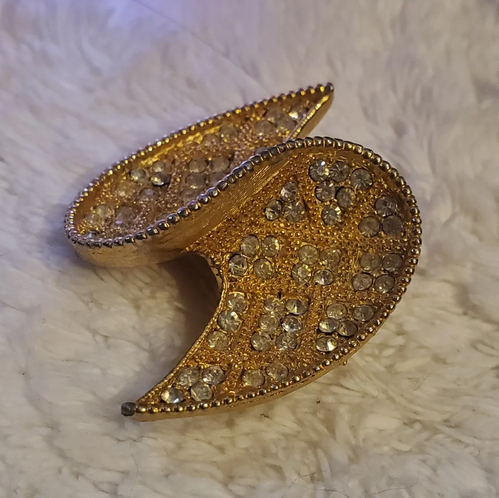 Abstract Wave Crystal Brooch 1960s - Picture 5 of 13